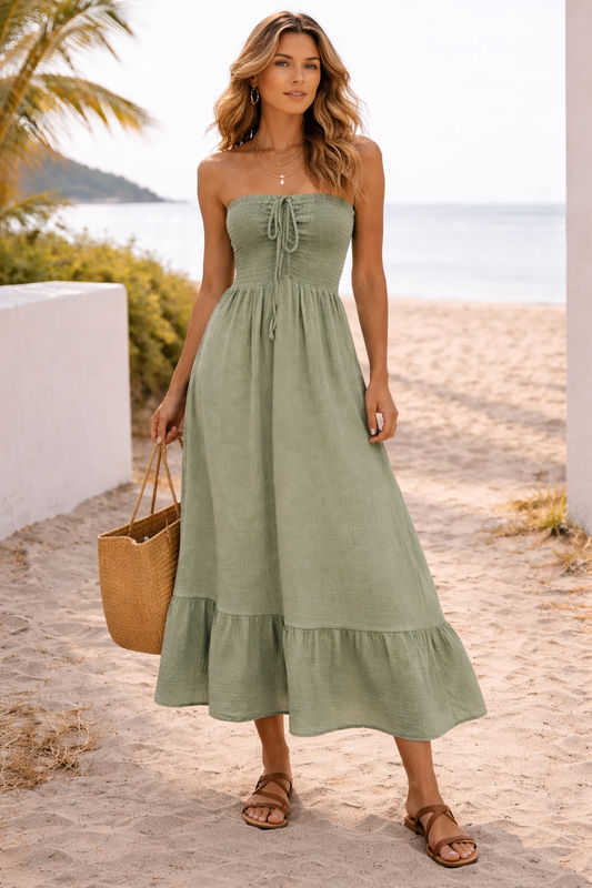 Jurk Bandeau kaki 