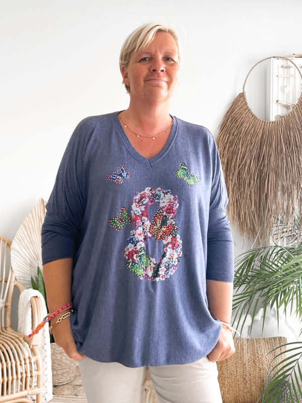 Top Butterfly jeansblauw Top Butterfly jeansblauw