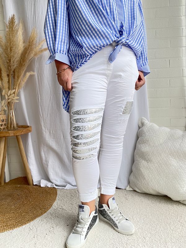 Broek Glitter wit Broek Glitter wit