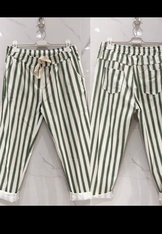 Broek streep kaki curve Broek streep kaki curve