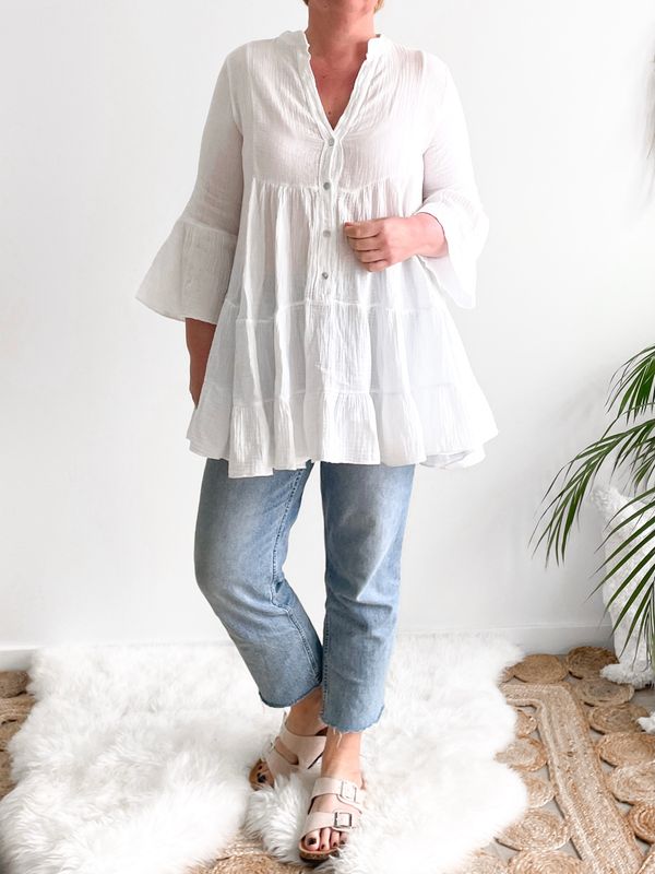 Tuniek/ blouse wit Tuniek/ blouse wit