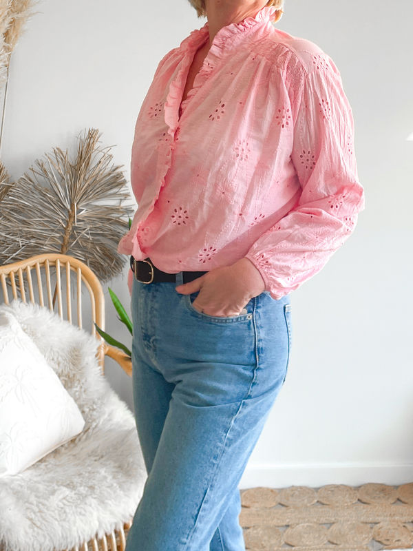 Blouse Broderie roze