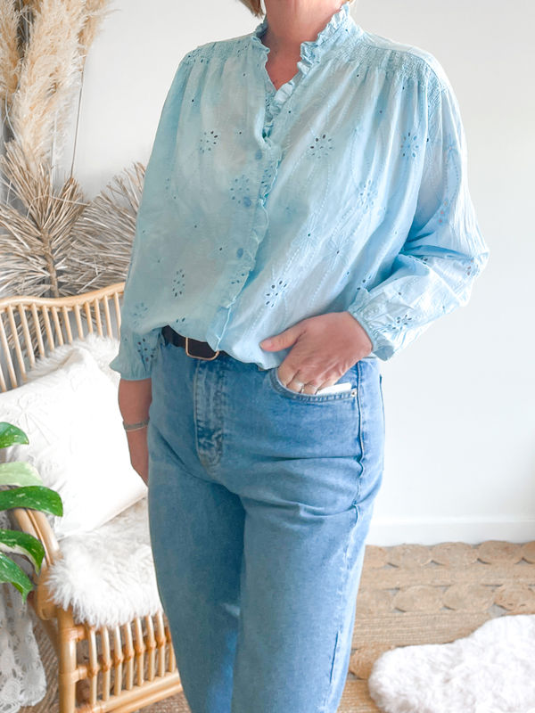 Blouse Broderie blauw 