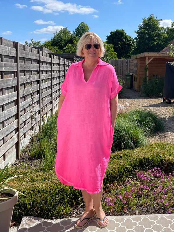 Jurk Ida fluo roze Jurk Ida fluo roze