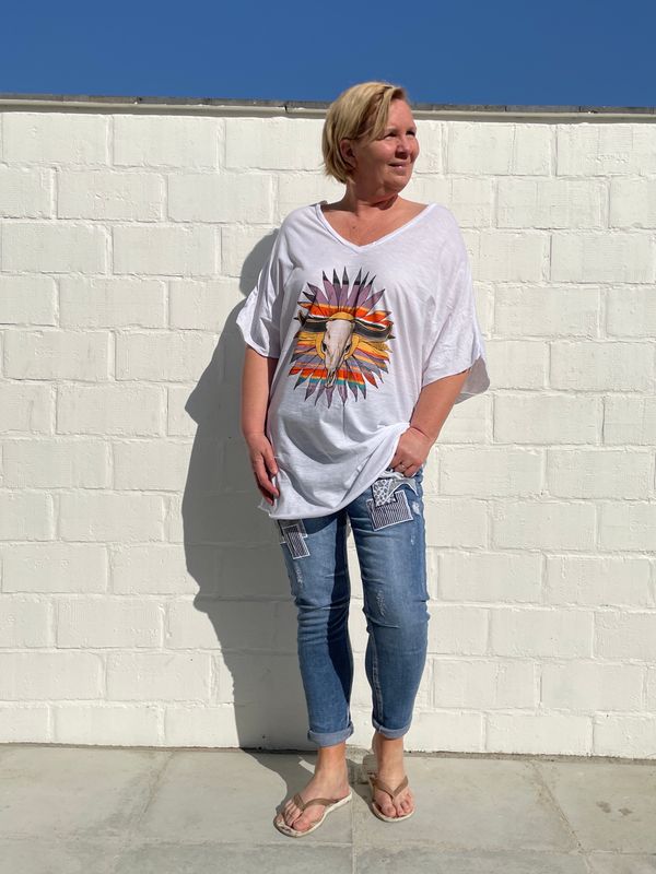 T shirt hippie buffel wit T shirt hippie buffel wit