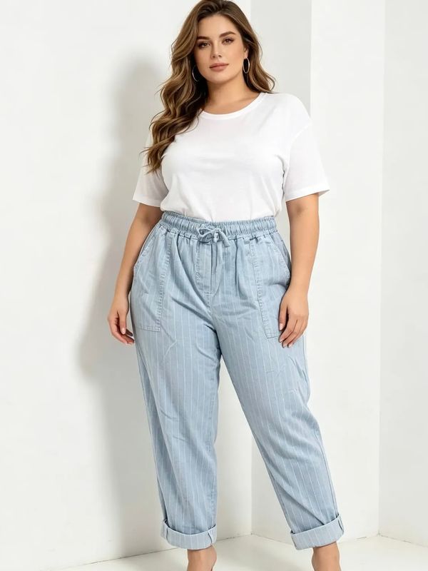 Broek jeans streep Broek jeans streep