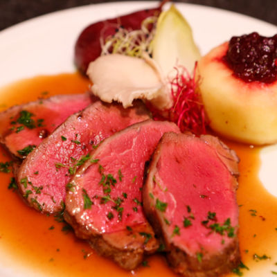 1x Hertenkalffilet in grand veneursaus