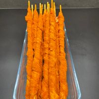 2x kalkoenbrochette (4 st. vlees) (192) BBQ, 5x Spekfakkel (210) , ...