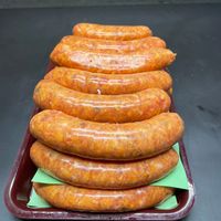 2x RUNDS brochette gemarineerd BBQ (4 st. vlees) (190), 4x Merguez (162), ...