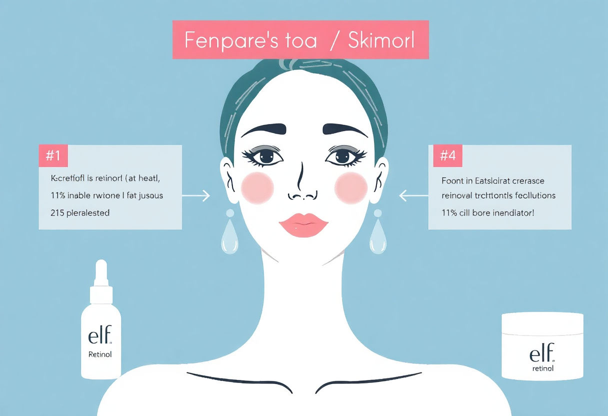 Skincare routine featuring Elf Retinol