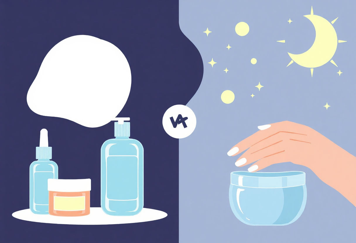 Day and night skincare illustration
