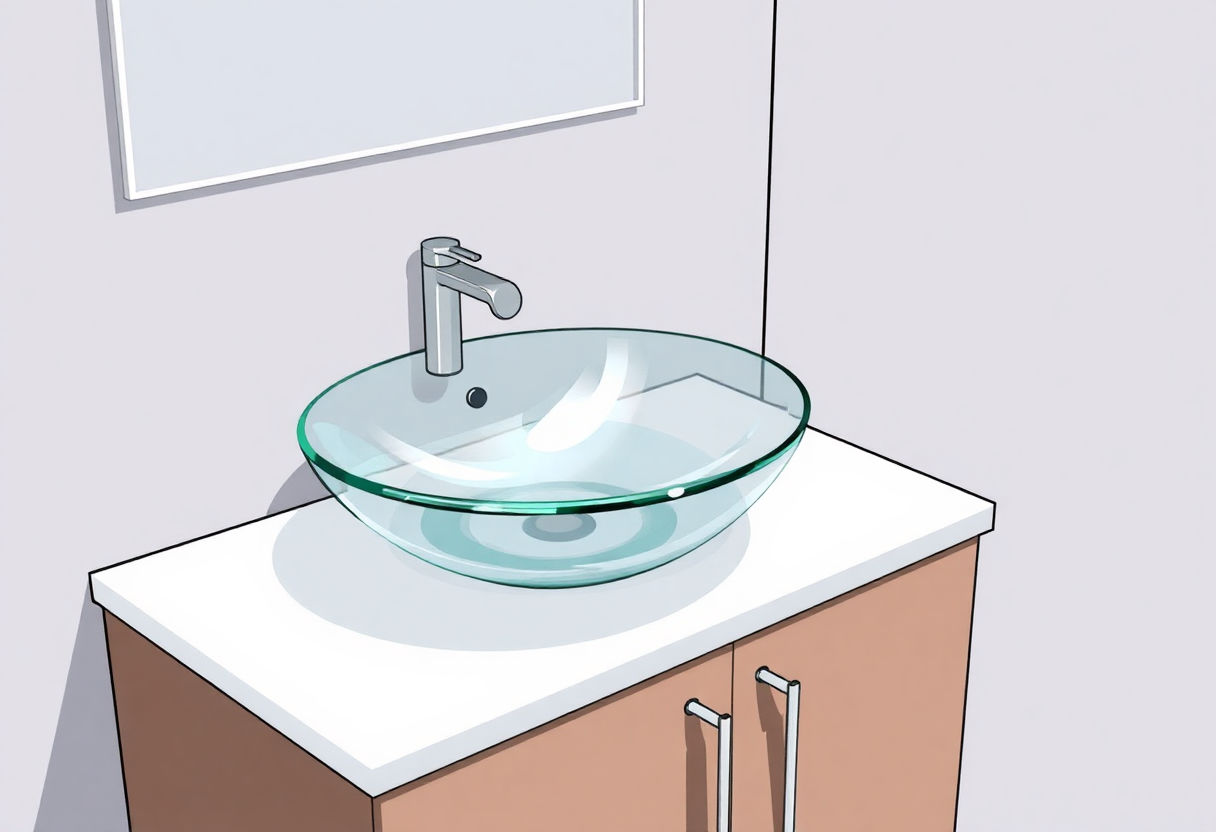 Lavabo in vetro su mobile bagno