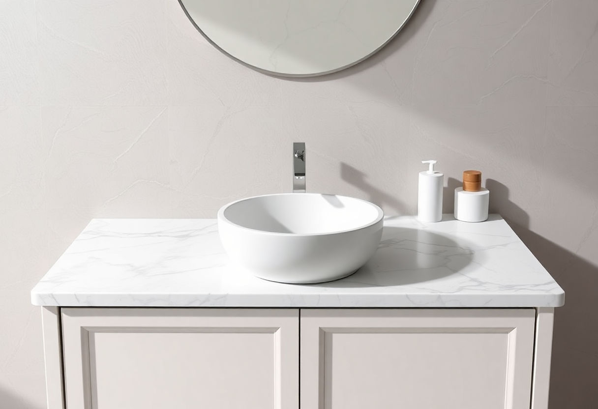 Lavabo da appoggio su mobile in marmo