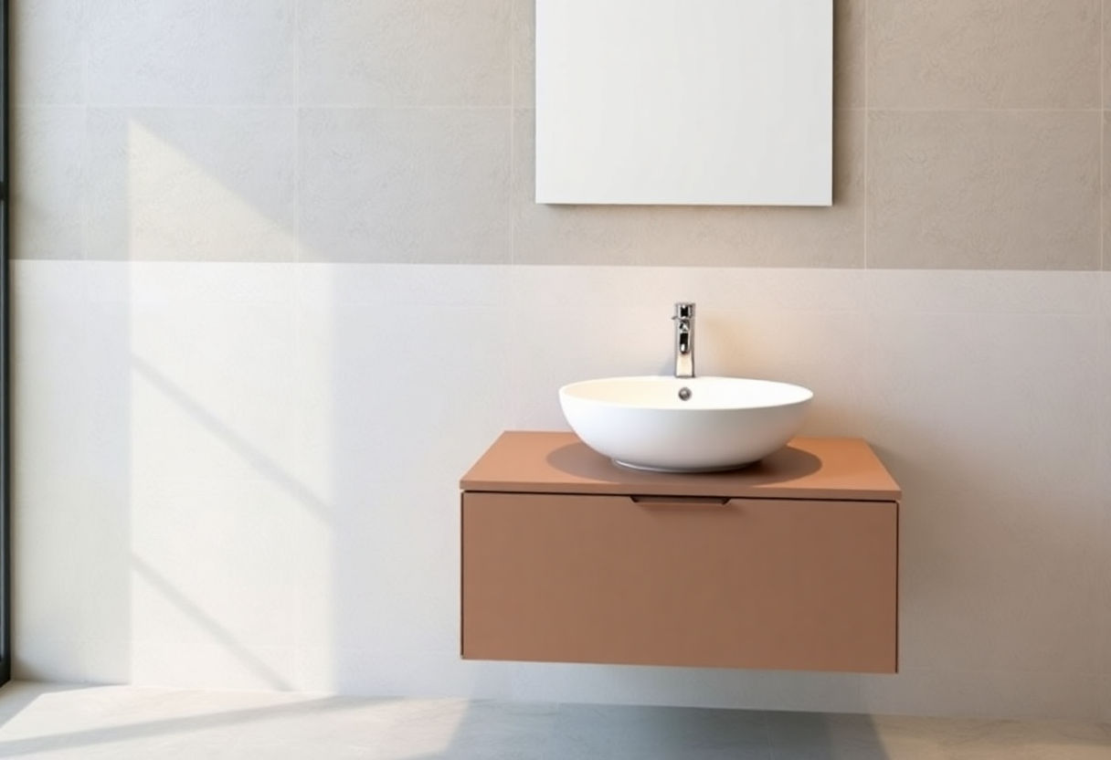 Mobile bagno con lavabo su materiali compositi