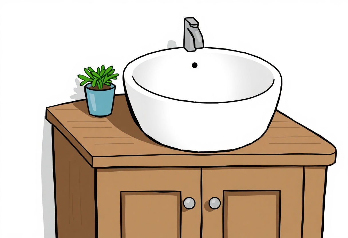 Lavabo in ceramica su mobile bagno