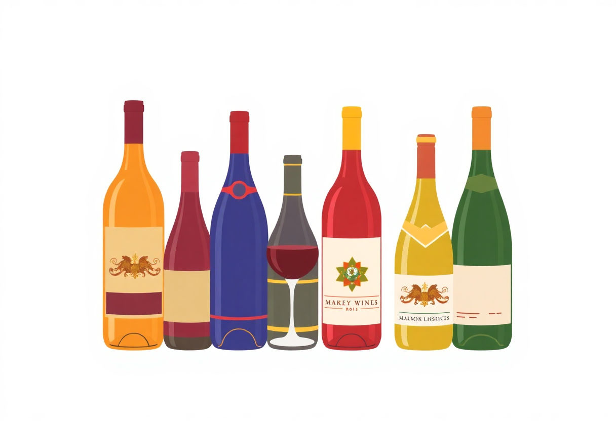 Bottiglie di vini internazionali