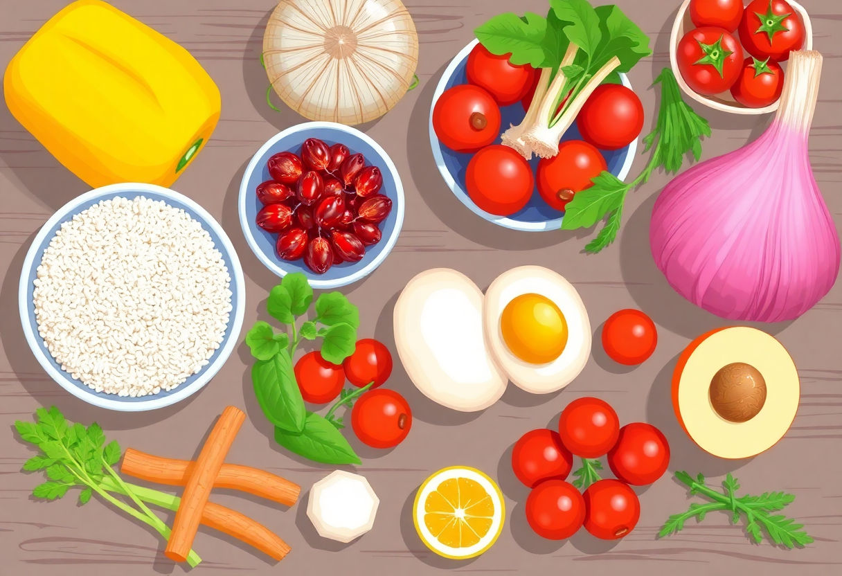 Ingredienti freschi disposti su un tavolo