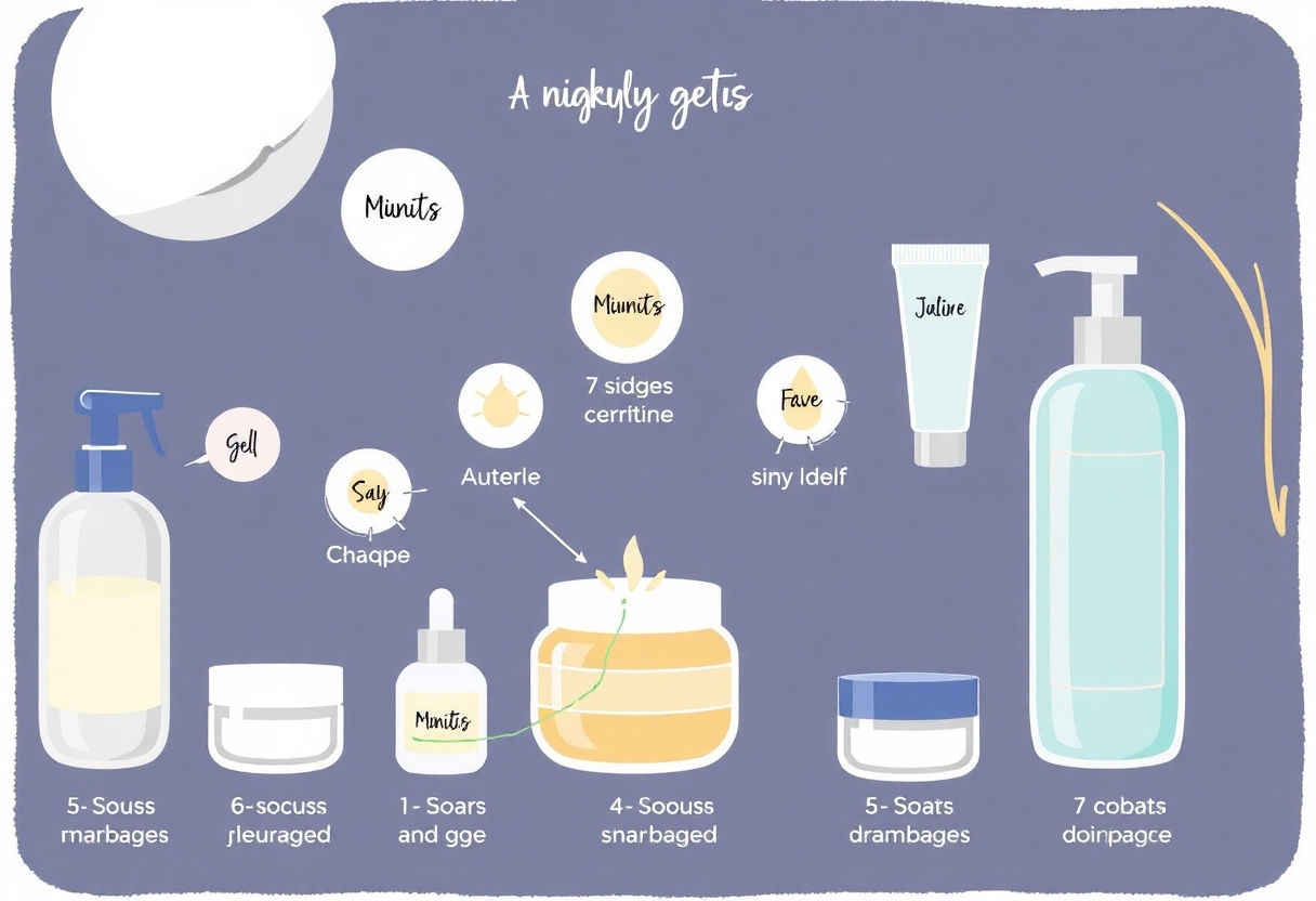 A nightly skincare routine layout