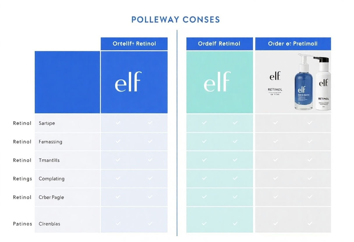 Comparison chart of Elf Retinol and other brands
