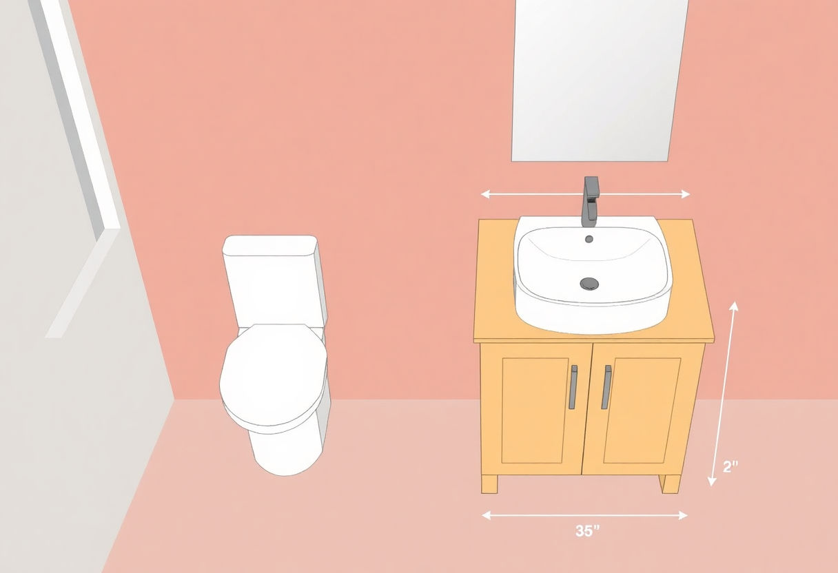 Schema di proporzioni tra lavabo e mobile bagno