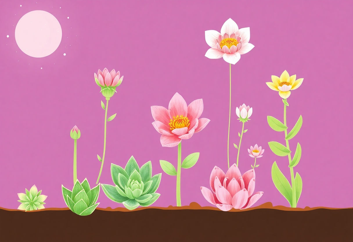 Diagram of succulent bloom cycles
