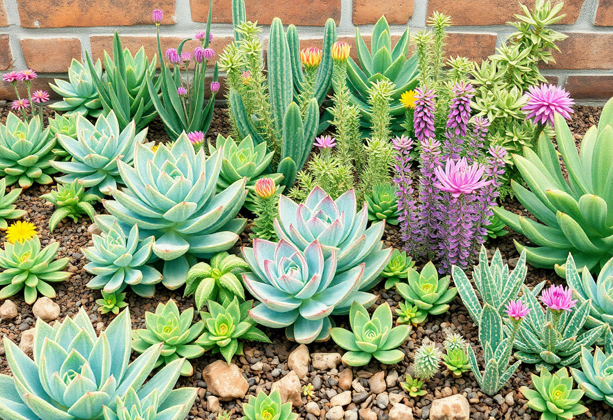 Succulents thriving in a spring garden