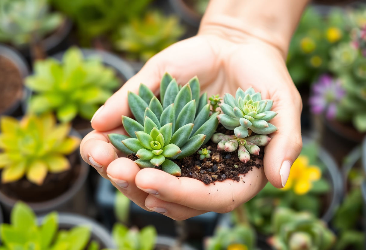 Hand holding succulent-specific fertilizer