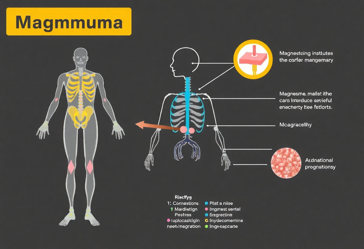 Diagram showing magnesium's role in the body
