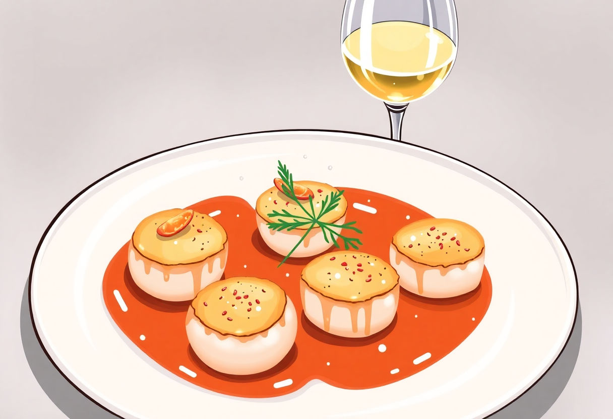 Piatti di scaloppine serviti elegantemente