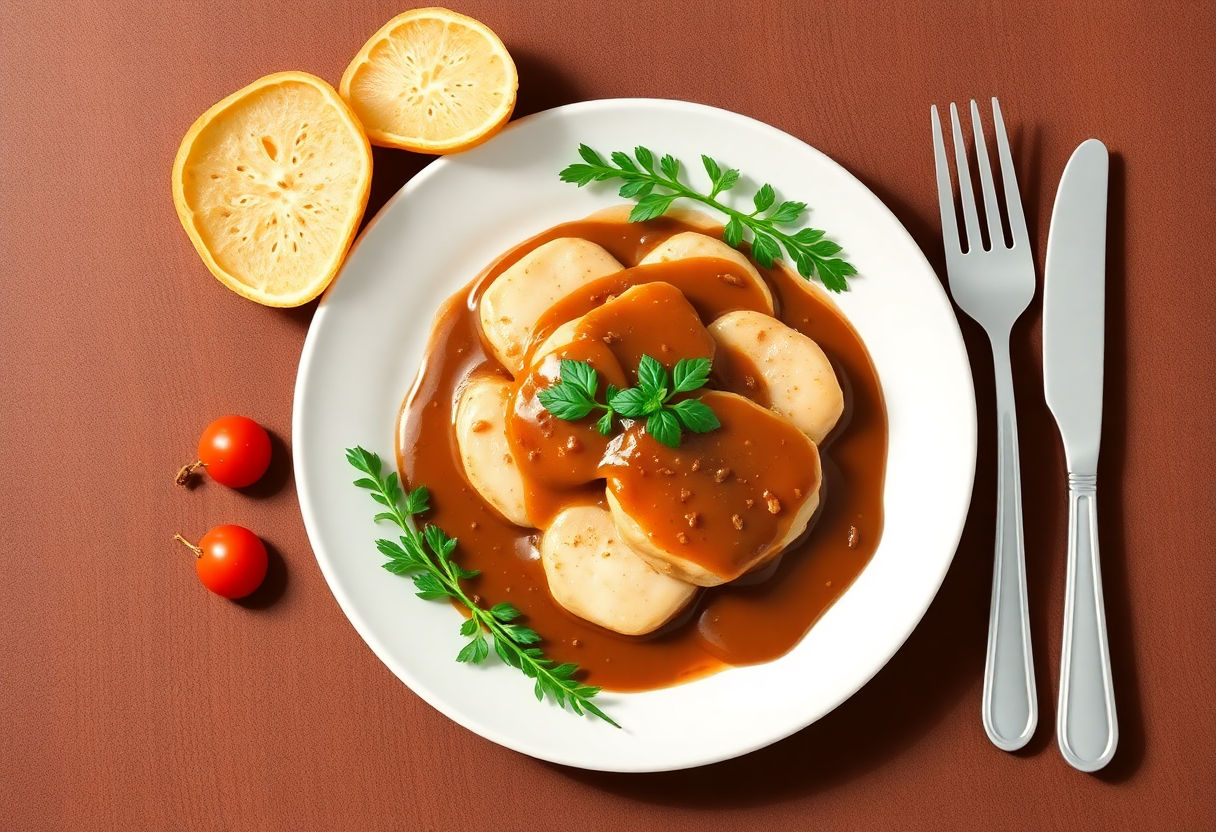 Scaloppine alla Marsala con salsina marrone