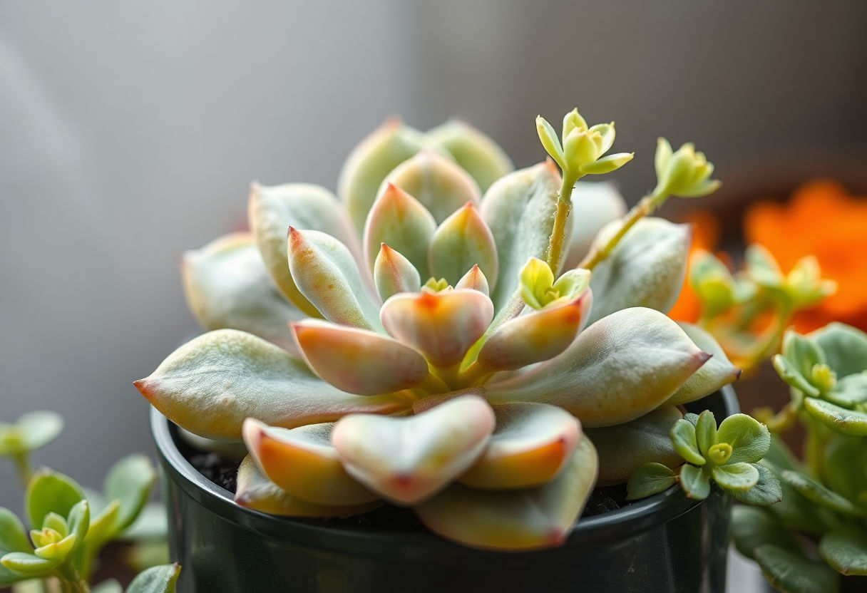 Wilted succulent being cared for