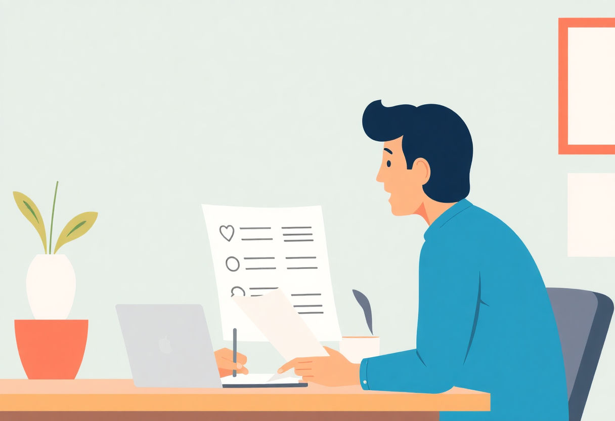 Illustration of a health insurance broker explaining options