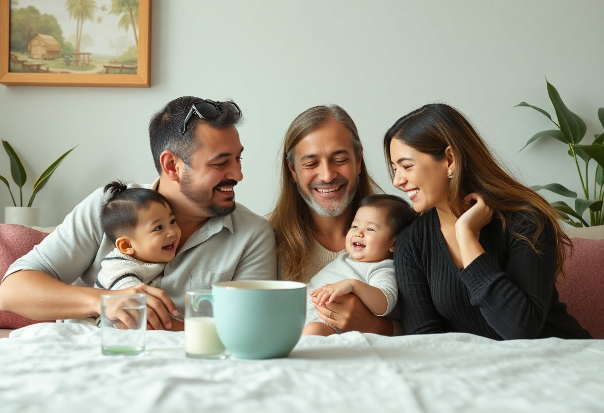 Happy families sharing reviews