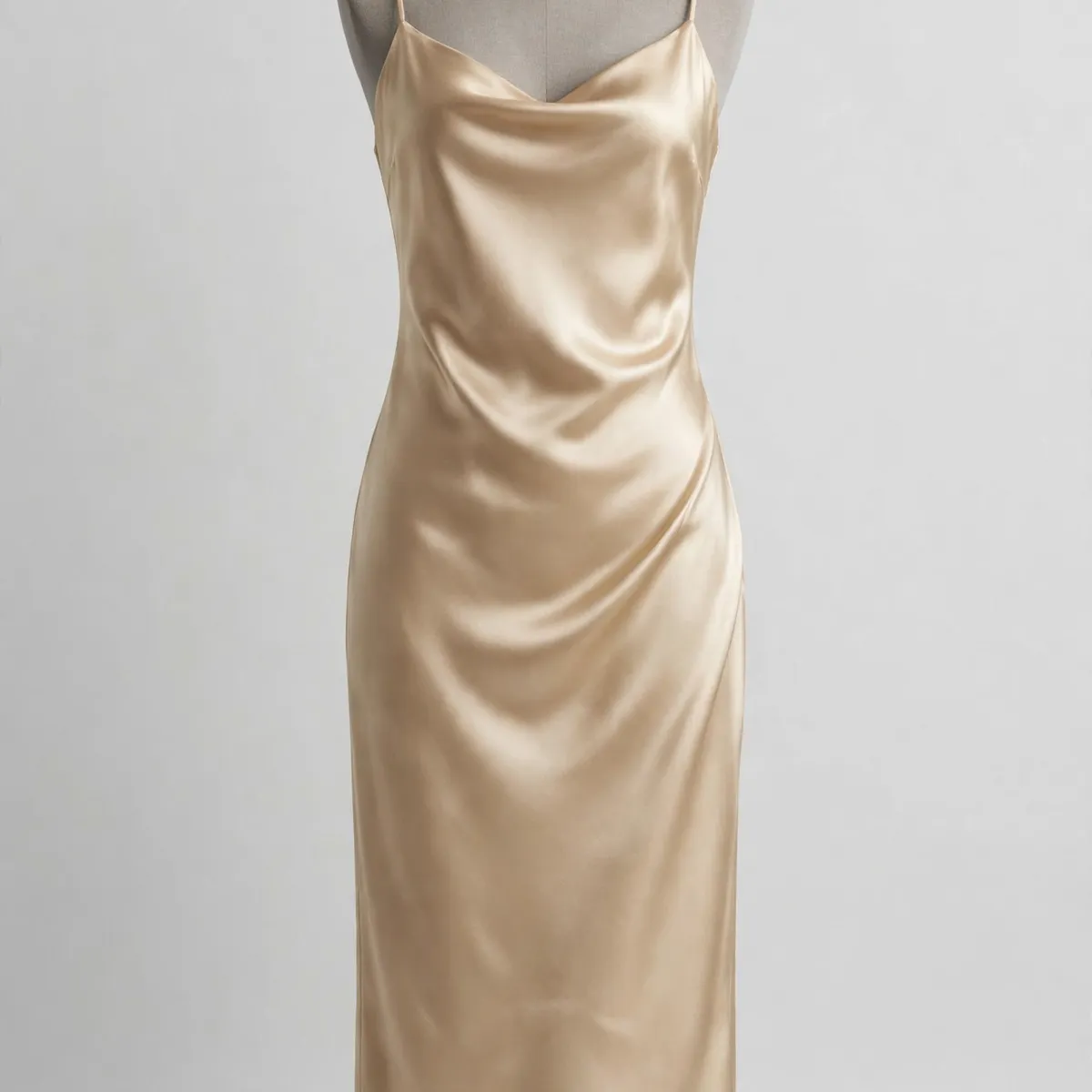 Satin Slip Evening Dress - Champagne