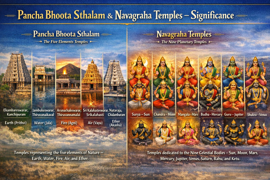 Pancha Bhoota Sthalam & Navagraha Temples – Significance