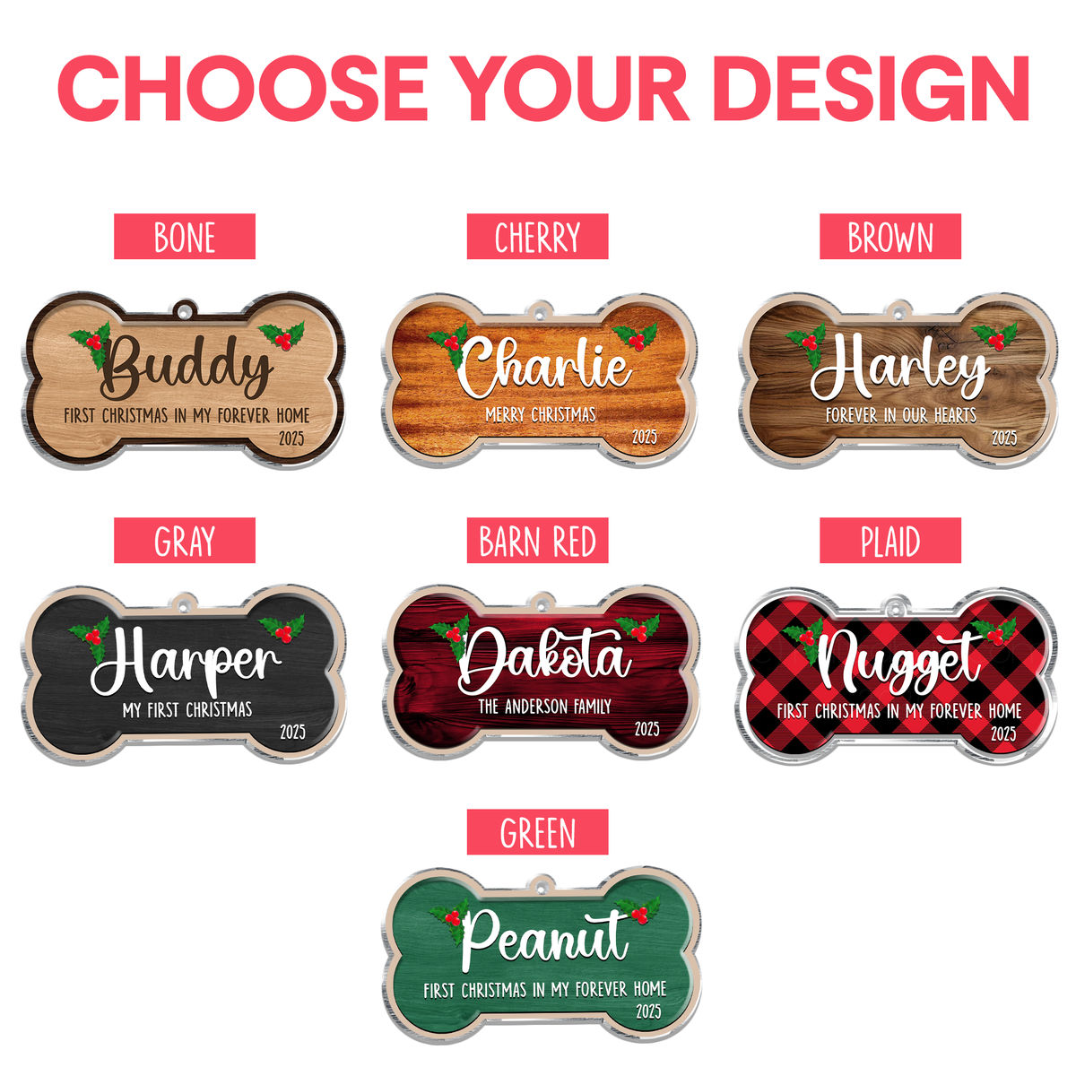 Personalized Ornament - Christmas Dog Bone Ornament, Custom Pet Memorial Ornament - Gift Christmas 2026 - Personalized Acrylic Custom Shape Ornament 3sz_5