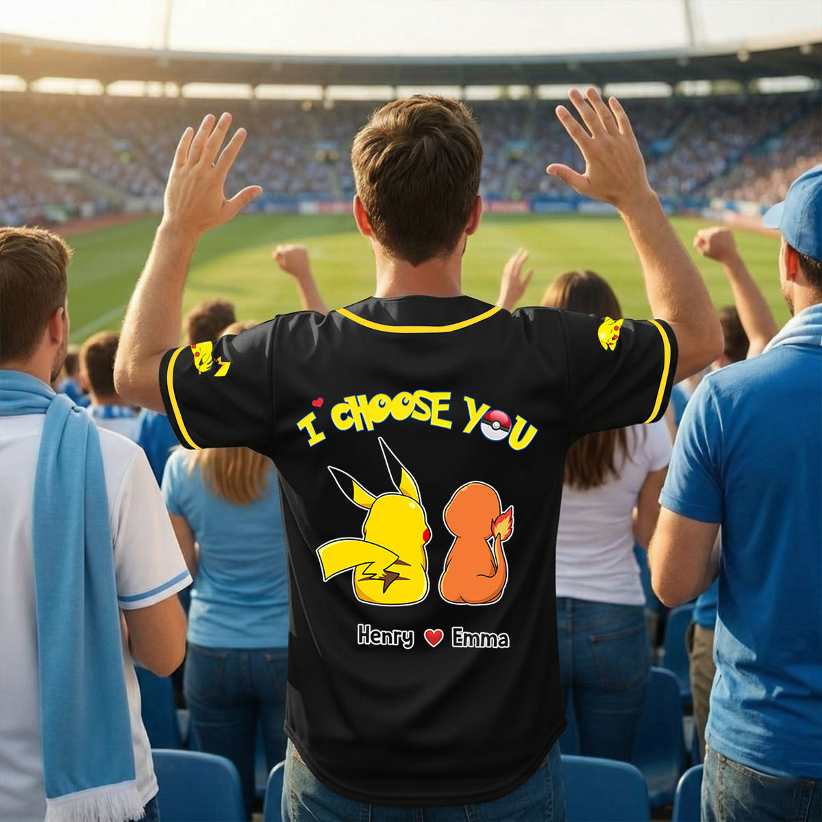 Personalized Set - Personalized Pokemon Baseball Jersey - Custom PKM Friend Jersey, Adult Baseball Jersey (CP3)_4