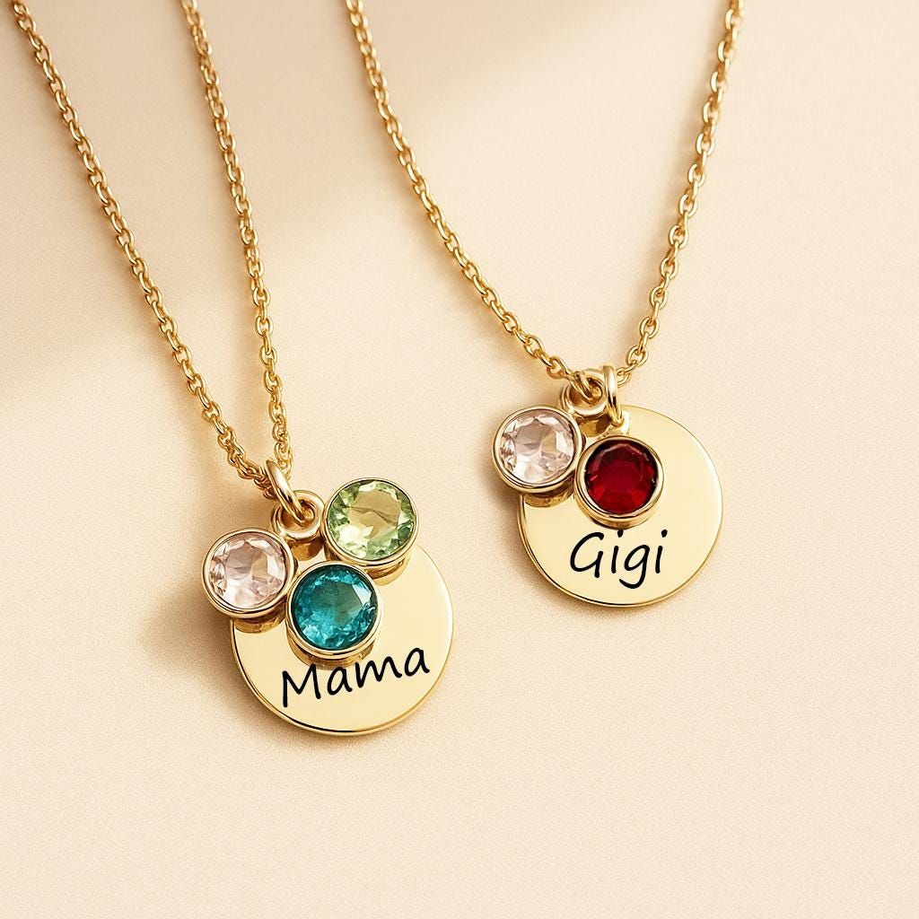 Monogram & Name Necklaces - Personalized Gigi Necklace with Grandkids Birth Month Birthstones – Handmade Jewelry, Birthday Gift for Mom, Christmas Gift for Grandma - Personalized Etsy Final_6