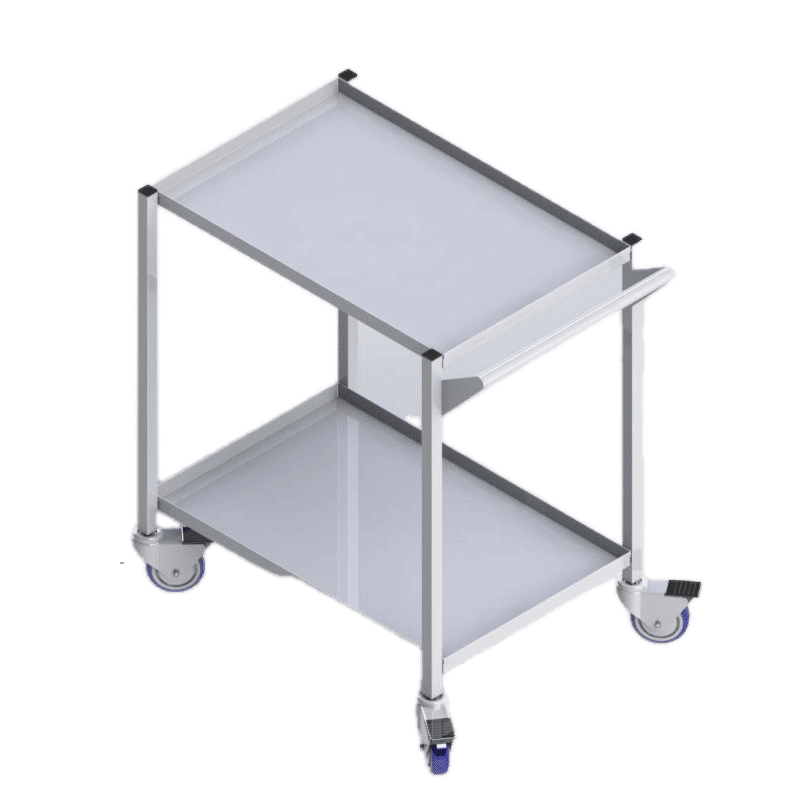 Stainless Steel General Purpose Trolley with 2 Solid Shelves Top and Below