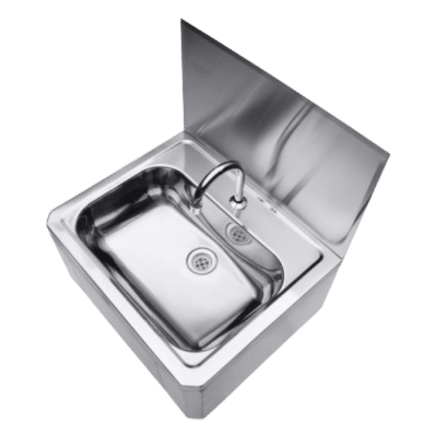 Stainless Steel Hands Washing Basin + Knee Operated + Wall Mounted 400x400x250mm