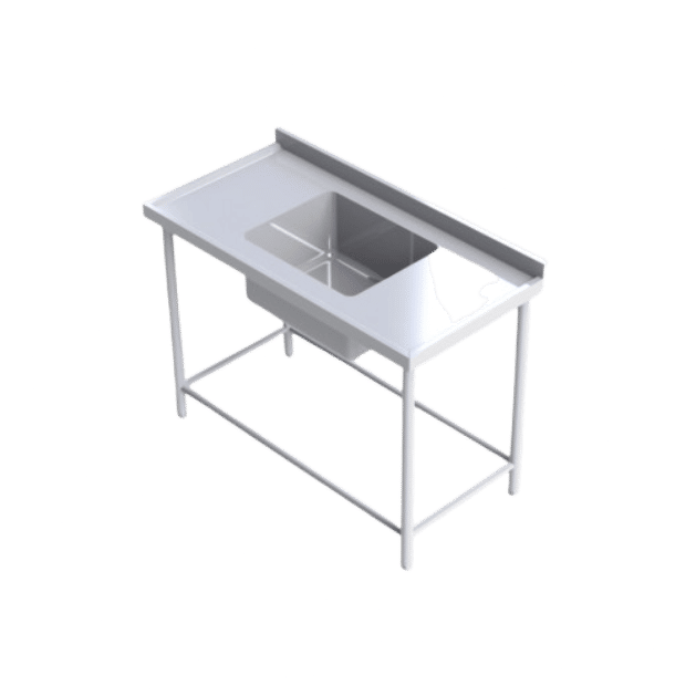 Stainless Steel Wash Trough Sink with 2 Knee Operated Taps + Large Bowl(700x350x250mm) + Bracing All Sides