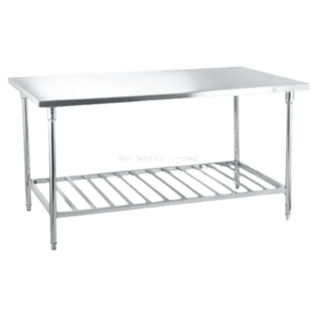 Stainless Steel Work Top with 4(40mm) Square Tube Legs + Slatted Under shelf 1100x600x860mm