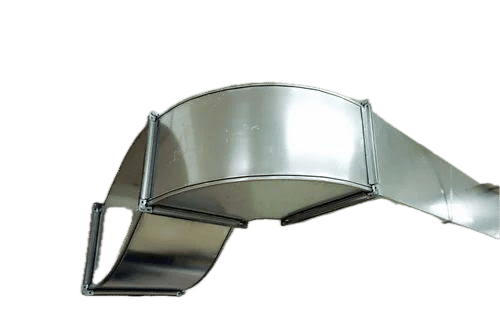 Galvanized Steel Ventilation Ductwork with Seamed Bends + Meshed Mouth Piece