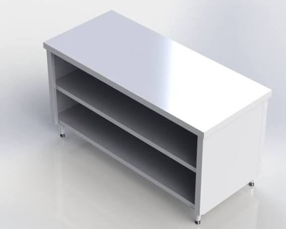 Stainless Steel Open Cabinet two with undershelf, square legs with adjustible rubber feet Size 1500X700X860 mm