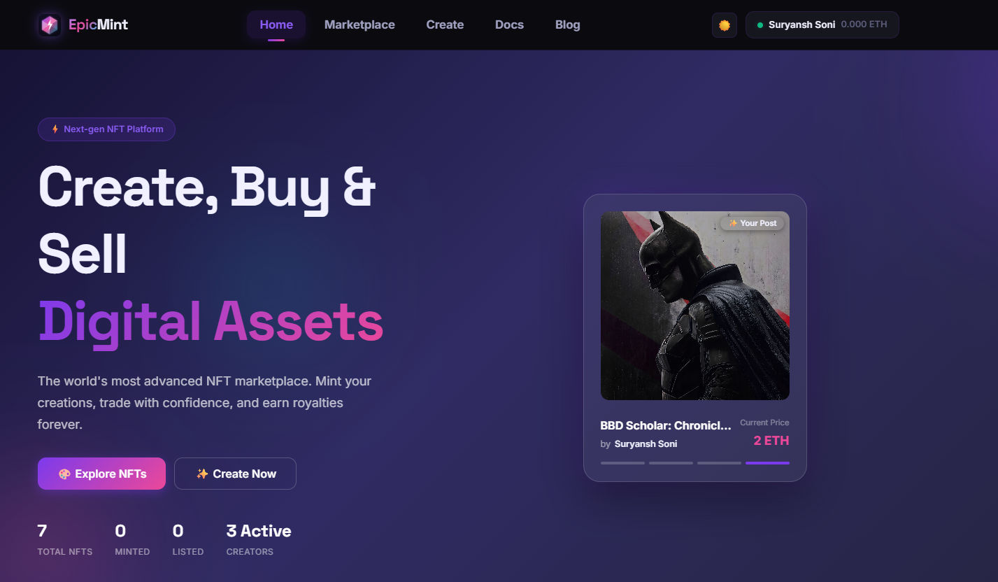 EpicMint – AI-Powered NFT Marketplace