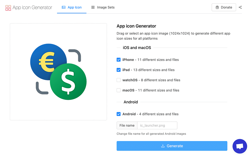 App Icon Generator website