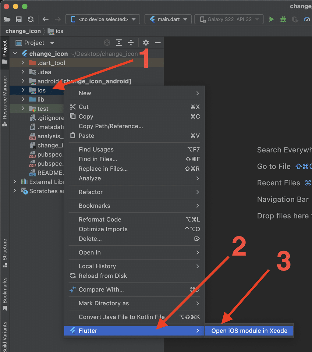 Opening the ios project on Xcode with Android Studio