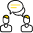Two Avatars Emitting Overlapping Black and Yellow Speech Bubbles