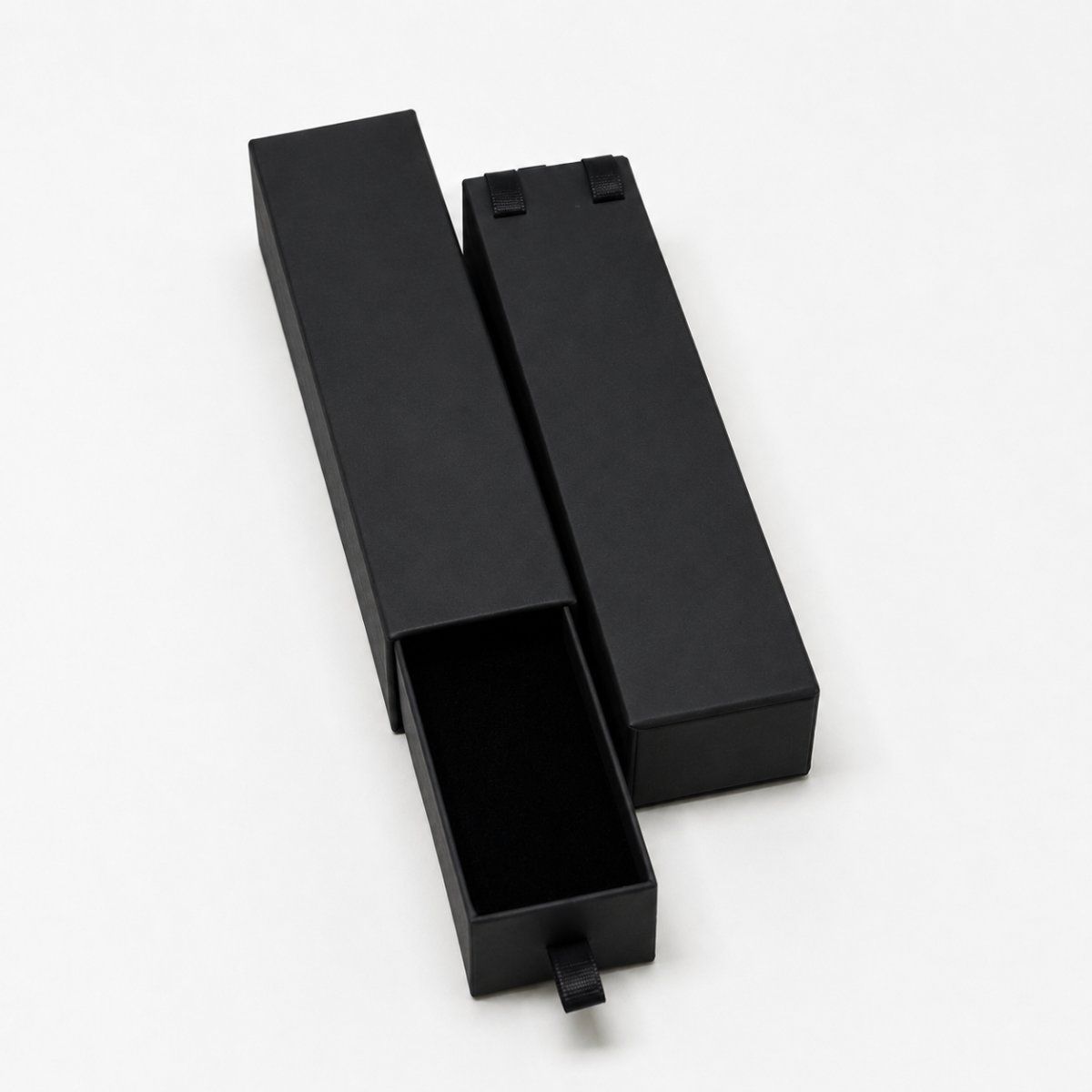 Big Chain Box Drawer in black — side view | custom rigid jewellery box, Jaipur