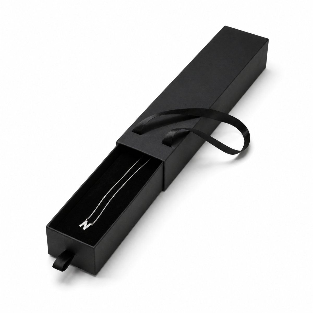 Big Chain Box Drawer with Handle in black — back view | custom rigid jewellery box, Jaipur
